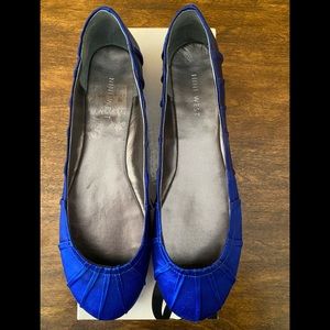 Nine West, blue satin shoes, size 8, gently worn.